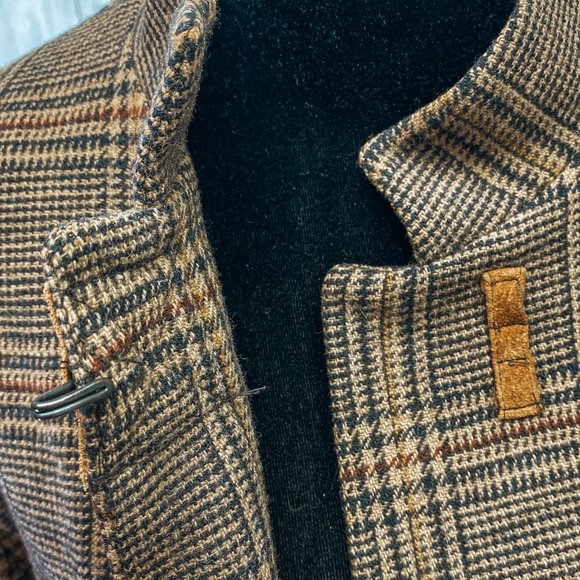 Rare Harve Bernard Ladies Retro Flannel Long Brown Wool Japanese Collar Coat 12 - Picture 4 of 14